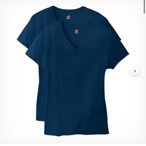 Hanes Navy V-Neck Women’s T-Shirts (2-pack)